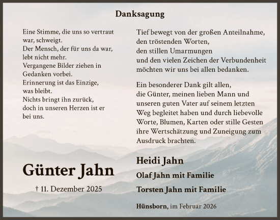 Traueranzeige von Günter Jahn von HASK