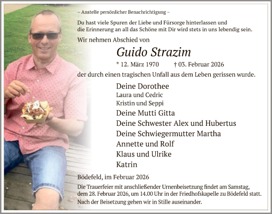 Traueranzeige von Guido Strazim von HASK