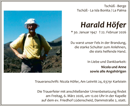 Traueranzeige von Harald Höfer von HALN