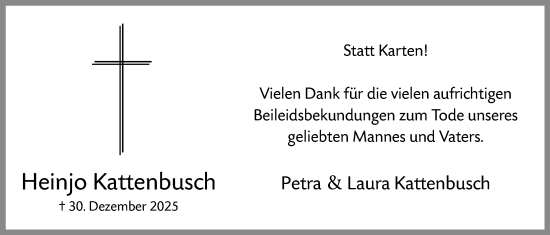 Traueranzeige von Heinjo Kattenbusch von HAWA