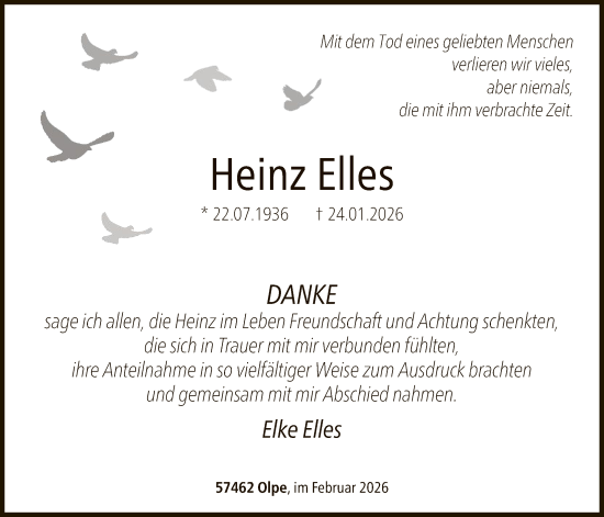 Traueranzeige von Heinz Elles von HASK