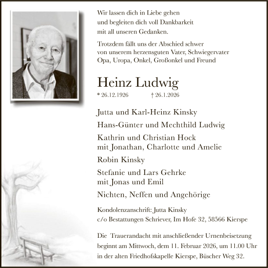 Traueranzeige von Heinz Ludwig von HALN