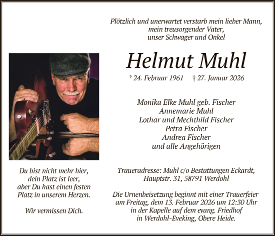 Traueranzeige von Helmut Muhl von HALN