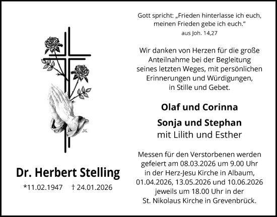 Traueranzeige von Herbert Stelling von HASK