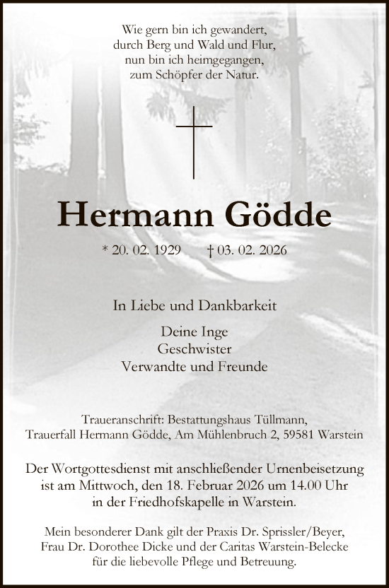 Traueranzeige von Hermann Gödde von HASO