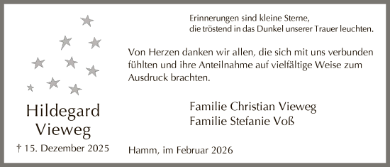 Traueranzeige von Hildegard Vieweg von HAWA