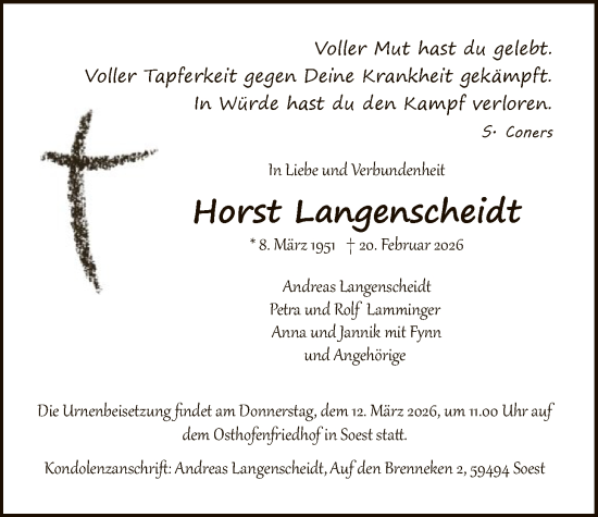 Traueranzeige von Horst Langenscheidt von HASO
