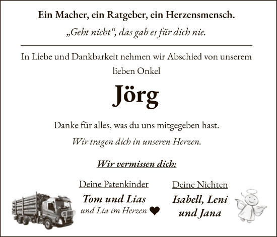 Traueranzeige von Jörg  von HASK