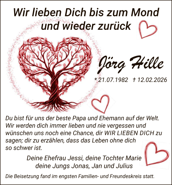 Traueranzeige von Jörg Hille von HASK
