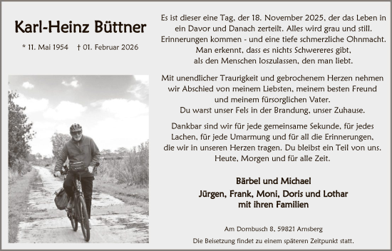 Traueranzeige von Karl-Heinz Büttner von HASKHASO