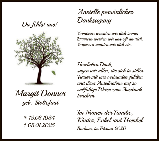 Traueranzeige von Margit Donner von HASK
