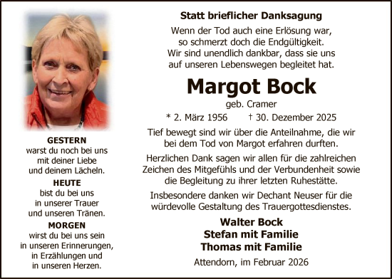 Traueranzeige von Margot Bock von HASK