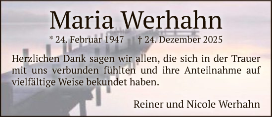 Traueranzeige von Maria Werhahn von HALN