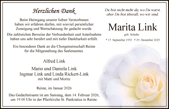Traueranzeige von Marita Link von HASK