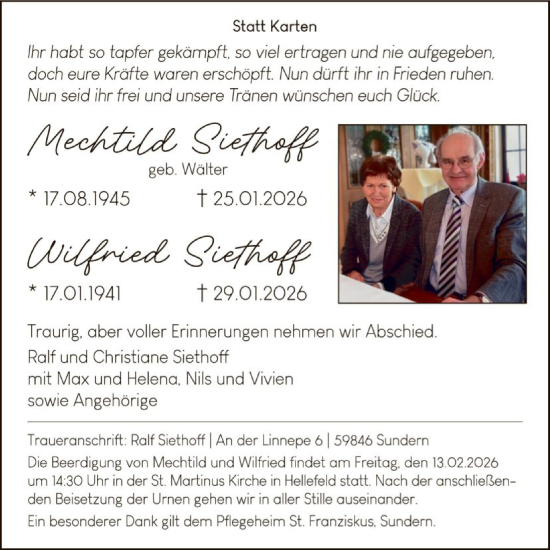 Traueranzeige von Mechtiia Siethoff von HASK