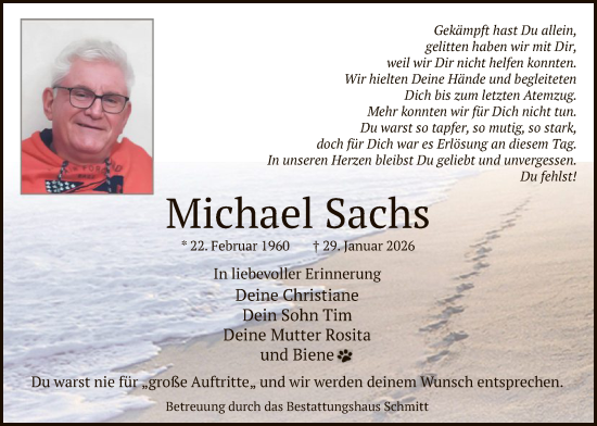 Traueranzeige von Michael Sachs von HAWA