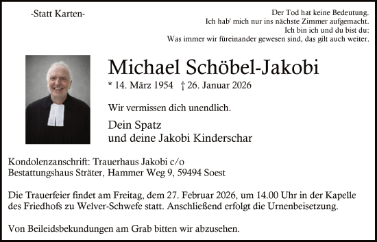 Traueranzeige von Michael Schöbel-Jakobi von HASO
