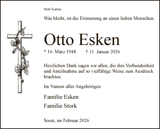 Traueranzeige von Otto Esken von HASO
