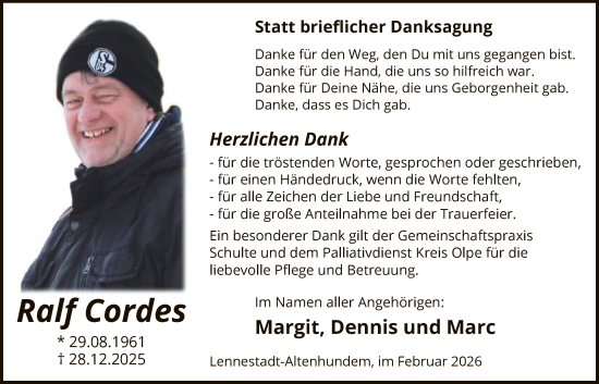 Traueranzeige von Ralf Cordes von HASK