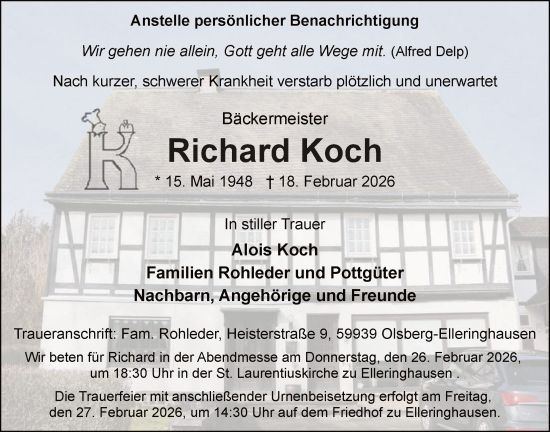 Traueranzeige von Richard Koch von HASK