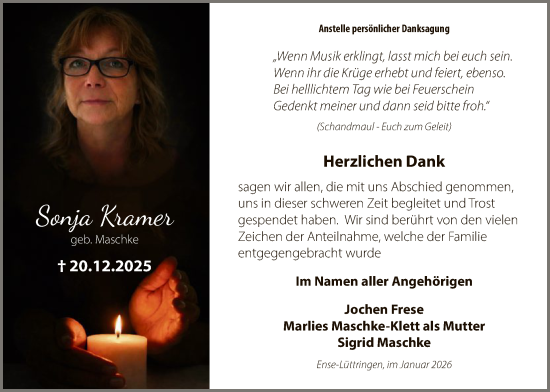 Traueranzeige von Sonja Kramer von HASK