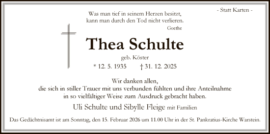 Traueranzeige von Thea Schulte von HASO