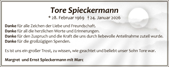 Traueranzeige von Tore Spieckermann von HALN