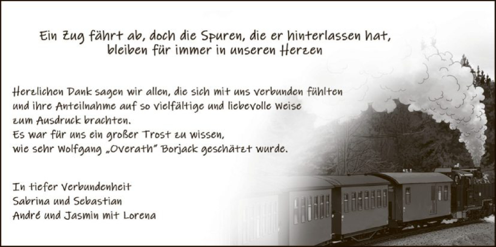  Traueranzeige für Wolfgang Borjack vom 07.02.2026 aus HALN