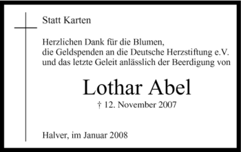 Traueranzeige von Lothar Abel