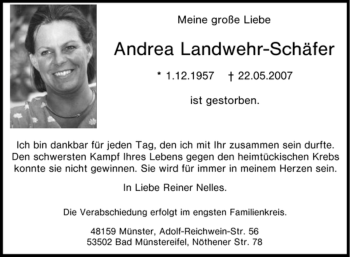 Traueranzeige von Andrea Landwehr-Schäfer