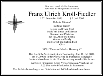 Traueranzeige von Franz-Ulrich Kroll-Fiedler