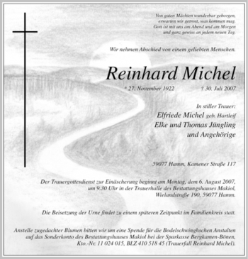 Traueranzeige von Reinhard Michel