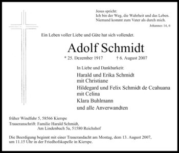 Traueranzeige von Adolf Schmidt
