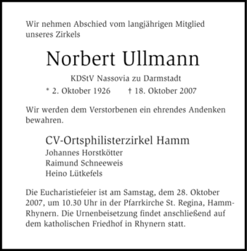 Traueranzeige von Norbert­ Ullmann