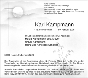 Traueranzeige von Karl Kampmann