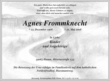 Traueranzeige von Agnes Frommknecht