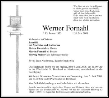 Traueranzeige von Werner Fornahl