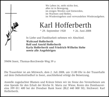 Traueranzeige von Karl Hofferberth