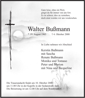 Traueranzeige von Walter Bußmann