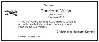 Traueranzeige von Charlotte Müller