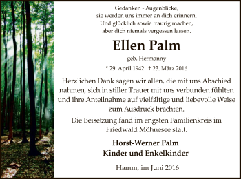 Traueranzeige von Ellen Palm