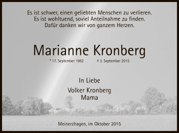 Traueranzeige von Marianne Kronberg
