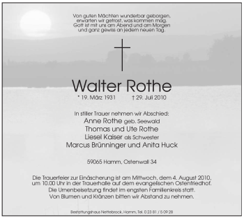Traueranzeige von Walter Rothe