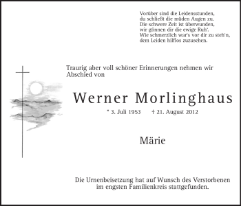 Traueranzeige von Werner Morlinghaus