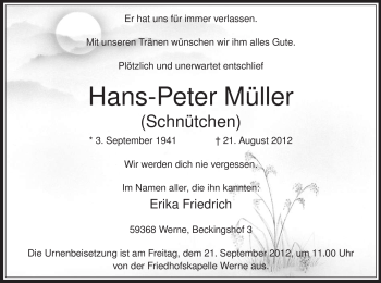 Traueranzeige von Hans-Peter Müller