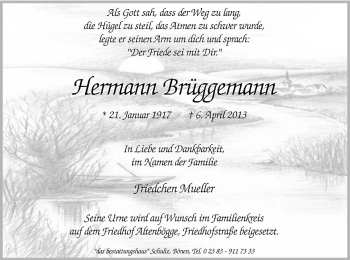 Traueranzeige von Hermann Brüggemann