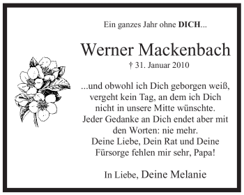 Traueranzeige von Werner Mackenbach