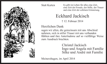 Traueranzeige von Eckhard Jackisch