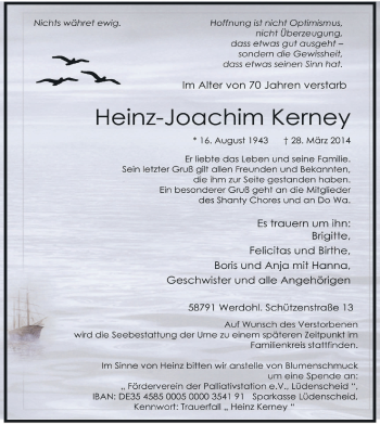 Traueranzeige von Heinz-Joachim Kerney