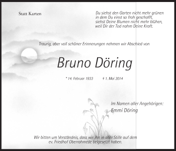 Traueranzeige von Bruno Döring